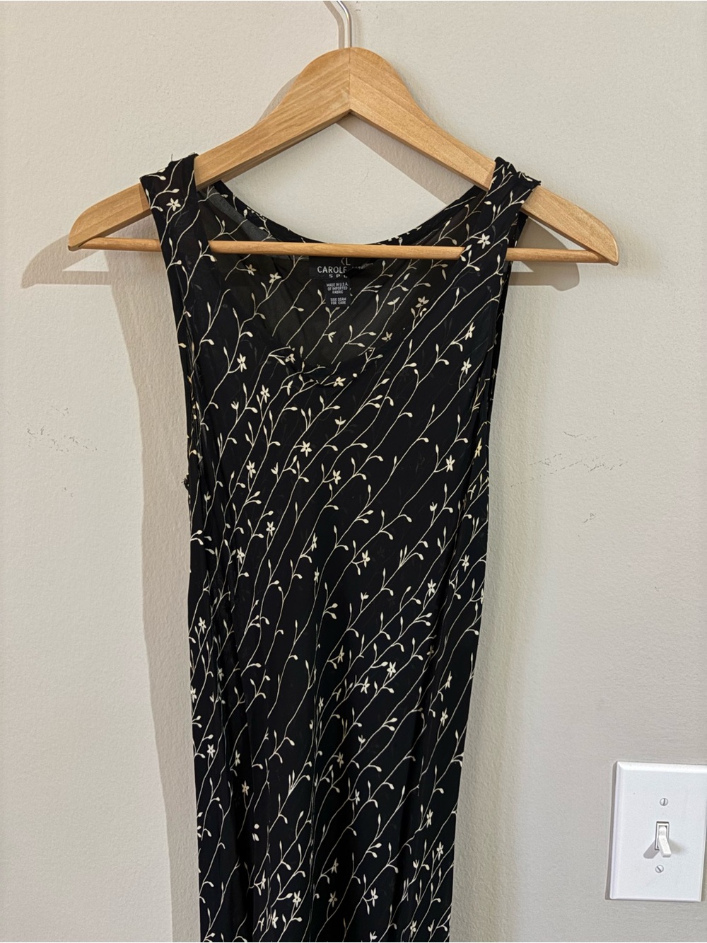 Vintage 90s Black Sheer Floral Pattern Sleeveless Maxi Dress - Size S